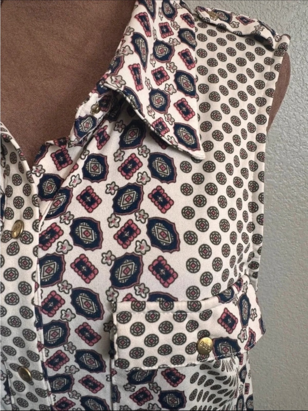 BCBGMAXAZRIA Vintage Y2K Geometric Paisley Sleeveless Tunic Blouse L - Picture 2 of 11